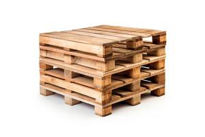 A wooden pallet is a flat structure used to support and transport goods photo