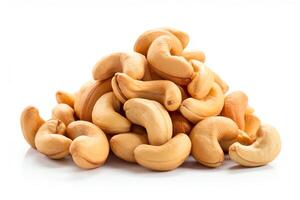 Cashew nuts captured as a single object in DiCut style, showcased against a white background, with all watermarks, logos, letters, and shadows removed for clarity photo