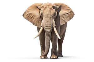 Single elephant depicted in highresolution, DiCut style, isolated on a white background, with no watermarks, logos, letters, or shadows photo