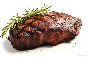 A juicy and tender steak, grilled to perfection, with a delicious rosemary and garlic butter sauce. photo