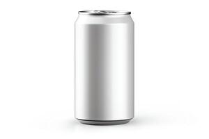 A sleek silver aluminum can, perfect for holding your favorite beverage. Its smooth surface is perfect for adding your own custom design. photo
