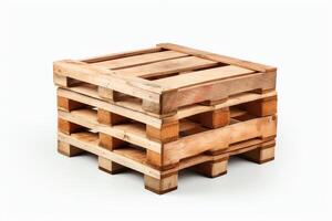 A wooden pallet is a flat, rectangular platform used to store and transport goods photo