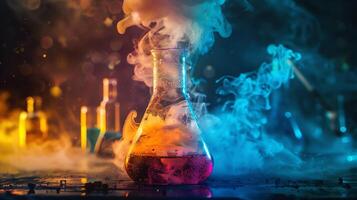 A scientist in a lab coat is conducting an experiment photo