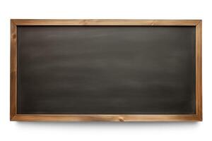 chalkboard with wooden frame isolated on white background. photo