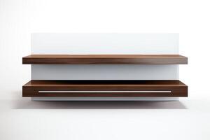 Wallmounted TV shelves, each in highquality format, isolated on white, ideal for modern living room setups and spacesaving designs photo
