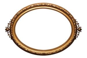 Enhance the provided image of an old gilded oval frame to make it look more realistic, detailed, and of high quality photo