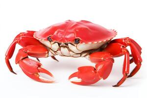 Photo of a red crab on a white background.