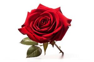 A single, long-stemmed red rose photo