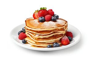Pancake captured as a single object in DiCut style, showcased against a white background, with all watermarks, logos, letters, and shadows removed for clarity photo