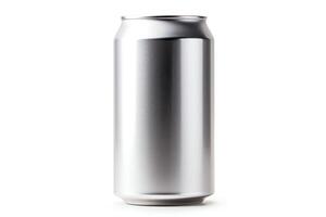 A sleek silver aluminum can, perfect for holding your favorite beverage. Its smooth surface is perfect for branding and design. photo