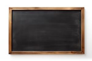chalkboard with wooden frame isolated on white background. photo