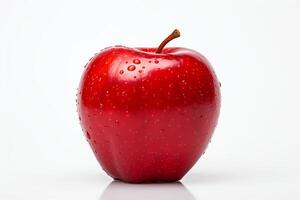 Highresolution image of a shiny red apple, single object, isolated on a white background, format, suitable for print and web use. photo
