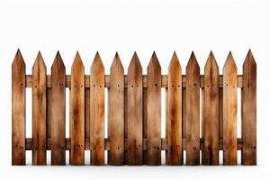 A rustic wooden fence stands tall, its weathered boards showing signs of age and exposure to the elements photo