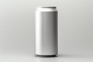 Create a photorealistic visualization of a sleek aluminum can photo