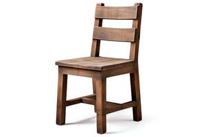 Generate a 3D model of a simple wooden chair with a rustic style photo