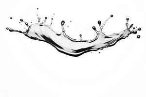 Create a black and white photo of a water splash with a single water droplet.