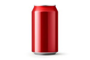 Create a photorealistic rendering of a single red aluminum can photo