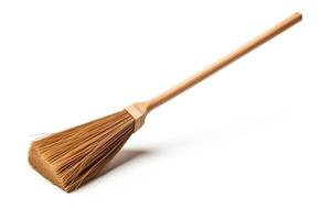 Single broom depicted in highresolution, DiCut style, isolated on a white background, with no watermarks, logos, letters, or shadows photo