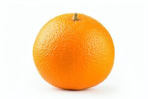 Bright orange with a textured skin, perfectly isolated on a pure white background, highquality , ideal for educational content. photo