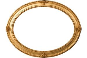 Enhance the provided image of an empty gilded frame to make it look more realistic photo