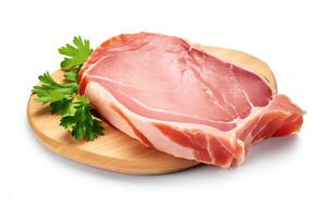 Single piece of ham depicted in highresolution, DiCut style, isolated on a white background, with no watermarks, logos, letters, or shadows photo