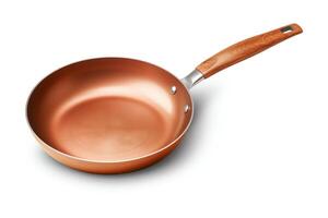 Single frying pan depicted in highresolution, DiCut style, isolated on a white background, with no watermarks, logos, letters, or shadows photo