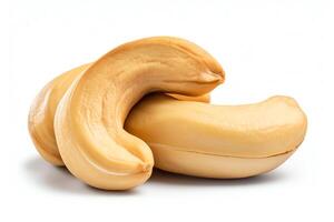 Single cashew nuts depicted in highresolution, DiCut style, isolated on a white background, with no watermarks, logos, letters, or shadows photo
