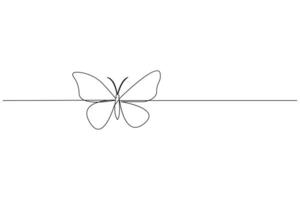 Butterfly single line art and outline icon vector
