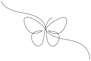 one line butterfly outline icon vector