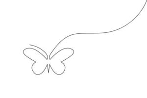 Single line butterfly one line art and outline icon vector