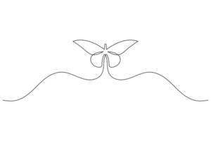 Continuous one line butterfly outline icon vector