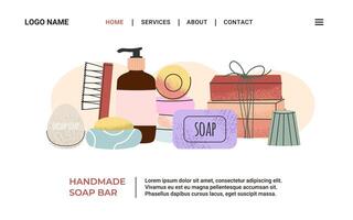 Handmade Soap Bar Products different types Web Banner vector