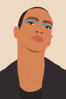 Short haired young African American man with make up