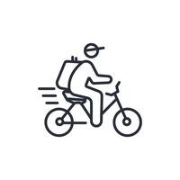 bike delivery icon. .Editable stroke.linear style sign for use web design,logo.Symbol illustration. vector