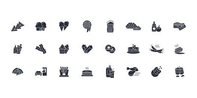 Fast food icon set..Editable stroke.linear style sign for use web design,logo.Symbol illustration. vector