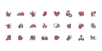 Waste icon set..Editable stroke.linear style sign for use web design,logo.Symbol illustration. vector
