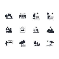 Landscape icon set..Editable stroke.linear style sign for use web design,logo.Symbol illustration. vector
