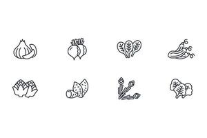 Vegetables icon set..Editable stroke.linear style sign for use web design,logo.Symbol illustration. vector