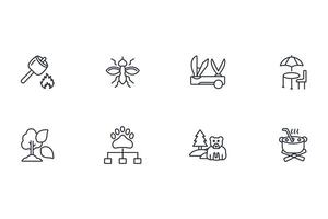 Camping icon set..Editable stroke.linear style sign for use web design,logo.Symbol illustration. vector