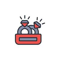 Diamond ring icon. .Editable stroke.linear style sign for use web design,logo.Symbol illustration. vector
