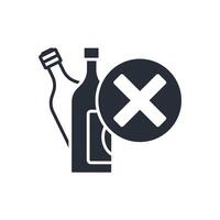 no alcohol icon. .Editable stroke.linear style sign for use web design,logo.Symbol illustration. vector