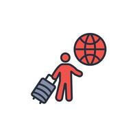 migrant icon. .Editable stroke.linear style sign for use web design,logo.Symbol illustration. vector