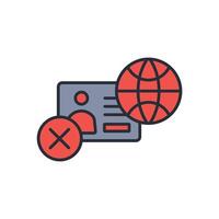 visa denied icon. .Editable stroke.linear style sign for use web design,logo.Symbol illustration. vector