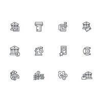 Bank icon set..Editable stroke.linear style sign for use web design,logo.Symbol illustration. vector