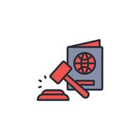 Immigration law icon. .Editable stroke.linear style sign for use web design,logo.Symbol illustration. vector