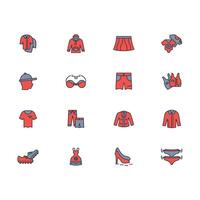 Clothes icon set..Editable stroke.linear style sign for use web design,logo.Symbol illustration. vector
