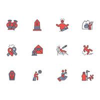 death icon set..Editable stroke.linear style sign for use web design,logo.Symbol illustration. vector