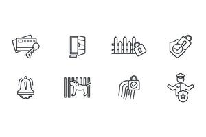 Home security icon set..Editable stroke.linear style sign for use web design,logo.Symbol illustration. vector
