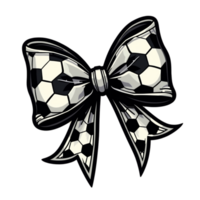 A bow features a design reminiscent of a soccer ball pattern with black and white hexagon cutouts png