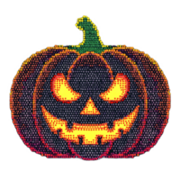 cutouts jack-o'-lantern with a mischievous grin and bright, fiery eyes is depicted using a pattern of small, dots png